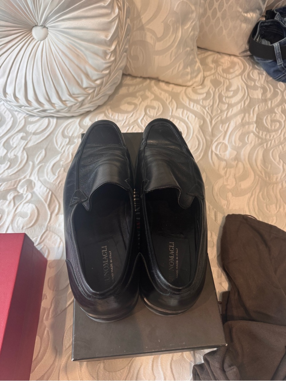 Bruno Magli Black Leather Slip-On Loafers